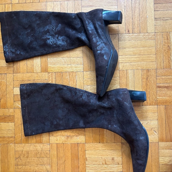 Vintage y2k 90s stretch brown floral pattern boots - Picture 4 of 9